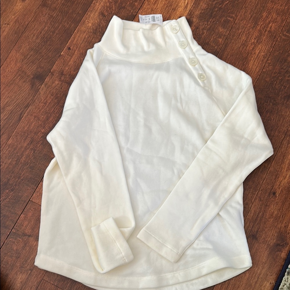J.Crew Cream Button-Up Sweatshirt with blue detail